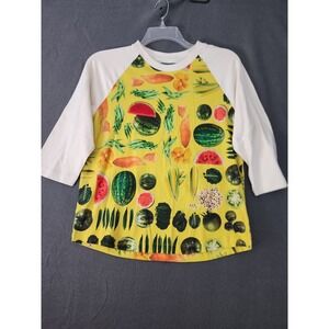 Denim Tears African Diaspora Goods Raglan T-Shirt Yellow Fruit Veggie Sz S NWOT